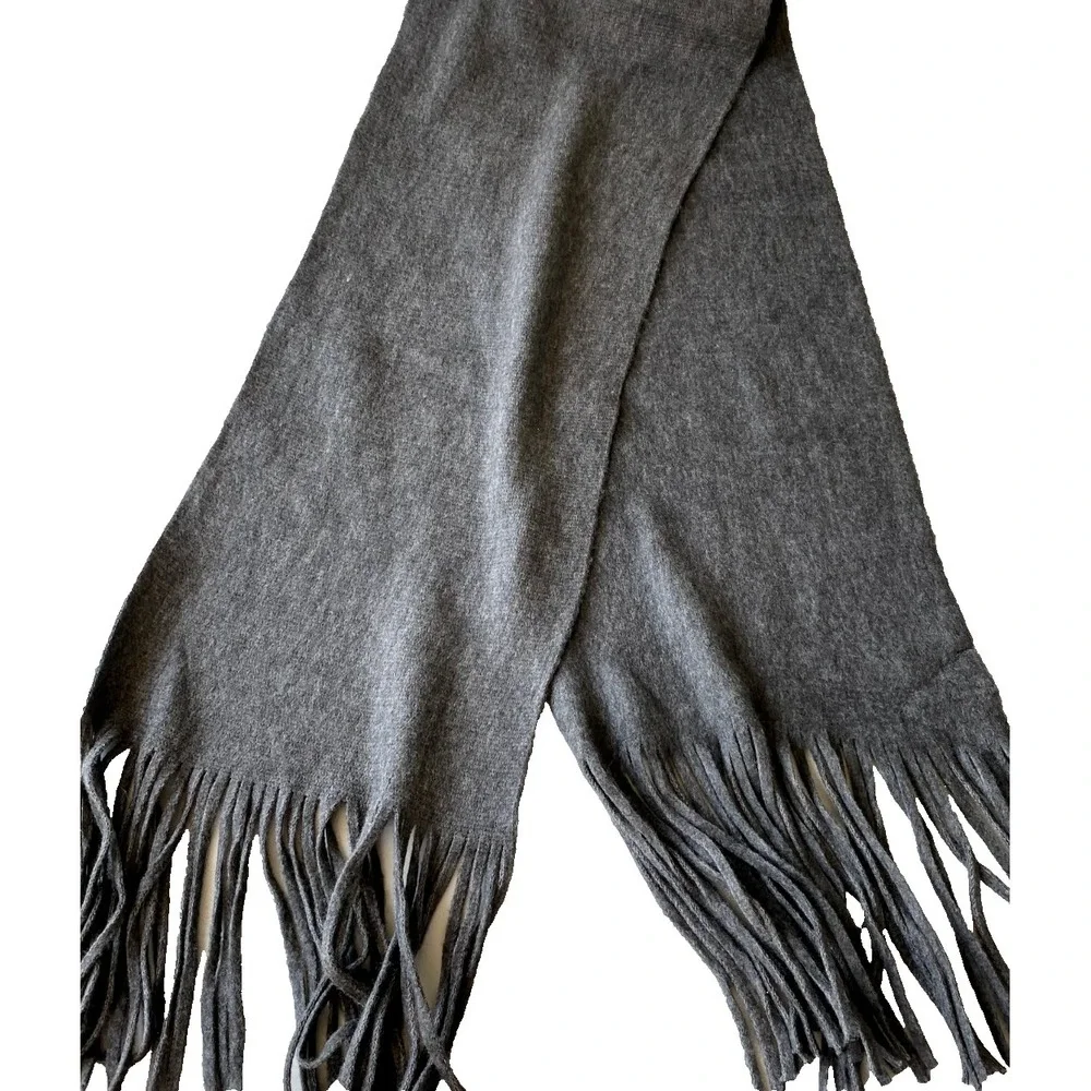 Lucky Brand‎ Unisex Gray Fringe Scarf Large 70x17 Lightweight New